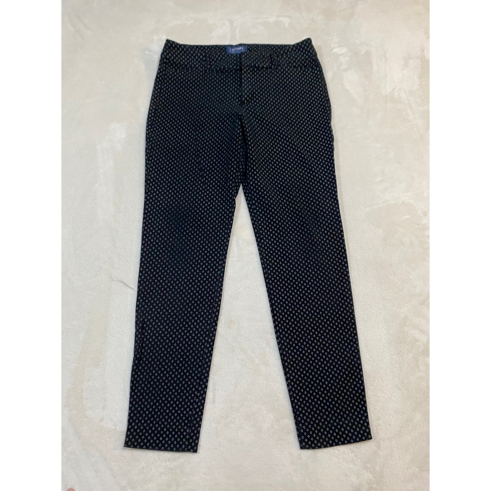 Old Navy Pixie Mid-Rise Ankle Pants Black White Diamond Print 8 Reg 977332-14